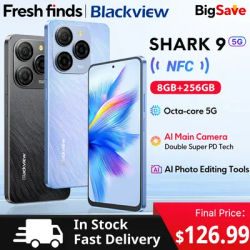 【World premiere】Blackview SHARK 9 5G Smartphone 6.67'' HD+ IPS 90Hz Display NFC 50MP AI Main Camera GPS Android 14 Mobile Phone