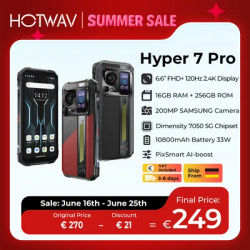 [Ship from DE] HOTWAV Hyper 7 Pro 5G Rugged Phone 200MP Android 14 6.6'' 120Hz Smartphone 36(16+20)GB 256GB 10800mAh Cell Phone