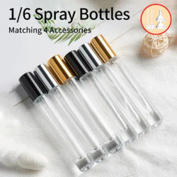 6pcs+4 accessories 10ml refillable clear glass perfume spray bottle contains 6 spray bottles, 2 funnels, 2 dispenser wonders