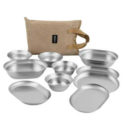 NOBANA Outdoor Portable Plates Camping Dinnerware Set with Polished Utensils Easy-to-clean Plates Camping Cooking Accessories