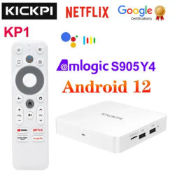 KICKPI KP1 Google Certified TV Box Android 12 Amlogic S905Y4 2GB 32GB Support AV1 1080P H.265 4K 2.4G&5G Wifi BT Androidtv Box