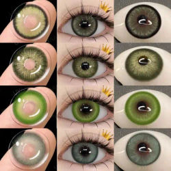 COLORCON 1Pair Green Contacts Lenses Fashion Makeup Beauty Yearly Soft Tree Plant Series Natural Green Eyes Gloss Eyes Party