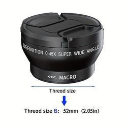 TEMU 52mm 0.45x Professional Hd W/macro Portion For Mount Camera