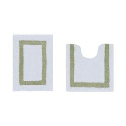 Hotel Collection 100% Cotton 2 Piece (17" X 24" | 20" X 20") Bath Rug Set by Brylane Home in White Sage