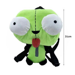 Nouveau Alien Invader Zim 3D yeux Robot Gir sac à dos mignon peluche vert Kawaii peluche poupée sac à dos pour cadeaux de noël de Gir