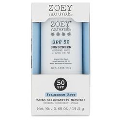 Zoey Naturals SPF 50+ Face & Body Stick - Fragrance Free