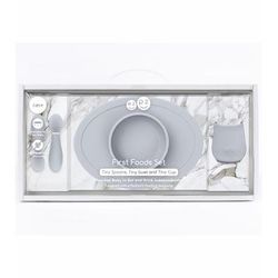 EZPZ Infant Bundle - First Foods Set + Oral Development Tools - Pewter