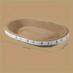 TEMU Deluxe Oval Cat Scratcher Lounge - Corrugated Cardboard Pad, Cozy Pet Bed For Relaxation & Play