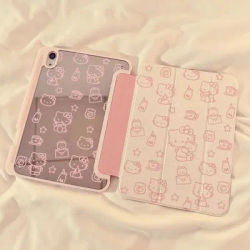 Cute Sanrio Hello Kittys Ipad Case Kawaii Anime Acrylic Pro11 Air5 4 Triple Fold 10.2 Inch 6 Anti Bending IPad Cases Anime Gifts