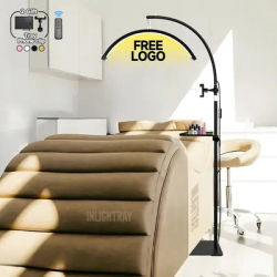 2025 Free LOGO Professional Half Moon Lash Light LED Ring Light Photography Lashes Lamp for Lash Extensions Bed Tattoo Beauty