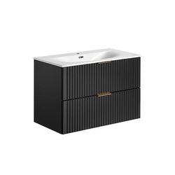 Mobile bagno con lavabo effetto legno nero opaco 80cm