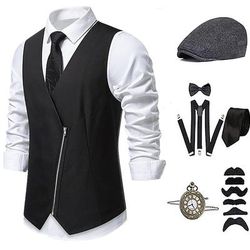 Anni Ruggenti Anni 1920 Retrò Vintage Abiti Gilet Set di accessori Gentiluomo Costume Per uomo Halloween Carnevale Capodanno Festa / Sera Mascherata Vigilia di Capodanno Adulti Cravatta Gilet Altri