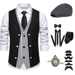 Anni Ruggenti Anni 1920 Retrò Vintage Abiti Gilet Set di accessori Gentiluomo Costume Per uomo Halloween Carnevale Capodanno Festa / Sera Mascherata Vigilia di Capodanno Adulti Cravatta Gilet Altri