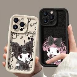 Kawaii my melody Kuromi Phone Case for IPhone 16 15 14 13 12 11 Pro Max Mini XR XS X 7 8 Plus Soft TPU Back Cover