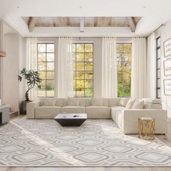 141.05" Minimalist Power Reclining L-shaped Corner Couch, 3 Recliners, Sofa with 4 Main Seats and 3 Extras, Fabric, Beige
