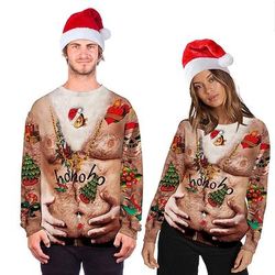 Manica a Vescovo Maglione di Natale Felpa Maglione Babbo Natale Gatto Cane Divertente per Coppia Per uomo Per donna Adulti Stampa 3D per Natale Carnevale Capodanno Feste Casual Quotidiano