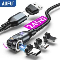AUFU 240W Magnetic USB C Cable 5A Fast Charging Micro USB Type C Cable For iPhone Xiaomi Samsung Laptop Magnet Data Wire Cord