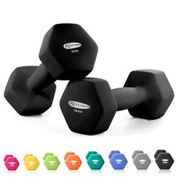 TEMU Dumbbells Set Of 2 Black Rubber Hex Dumbbell Pair Household Rubberized Dumbells Set 2 × 10kg 2 × 7.5kg