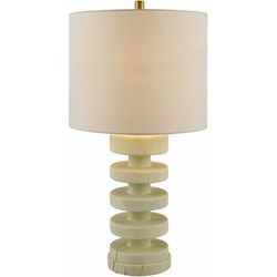 Sujangarh 27"H x 14"W x 14"D Cottage Cream/White/Metallic - Brass/Metallic Gold/Translucent Table Lamp - Boutique Rugs