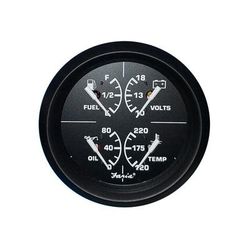 Faria Beede Instruments 4" 4-in-1 Multifunction Gauge - Voltmeter 10-16 Fuel Level - Oil PSI 80 PSI - Water Temp 100-250F 32851