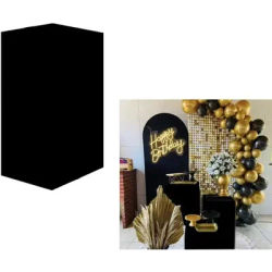 Black Square Cylinder Pedestal Plinth Covers for Parties Decorations Baby Shower Birthday Wedding Banquet Tablecloth
