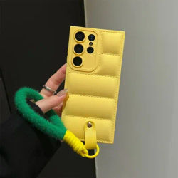 Fashion Down Jacket Lanyard Case for Samsung Galaxy S24 S23 S25 Ultra S22 Plus S21 S20 FE A54 A55