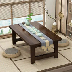 60/70CM Folding Wooden Table Bay Window Balcony Coffee Table Tatami Home Bedroom Bed Computer Study Desk Sundry Rack