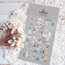 Korean Import Brand Suatelier Rainy Day Paper Stickers Cute Scrapbooking Diy Journaling Diary Stationery Sticker Decor Supplies
