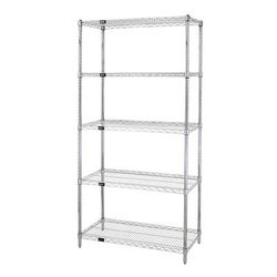 Quantum Food Service WR63-1236C-5 36" NSF 5-Tier Chrome Wire Shelf Kit - 12"W, 63"H, Silver