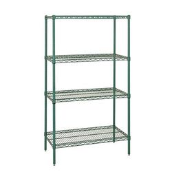 Quantum Food Service WR74-1842P 42" NSF 4-Tier Epoxy Coated Wire Shelf Kit - 18"W, 74"H, Green