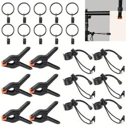 TEMU 22-piece Photography Backdrop Clamp Kit With Detachable Rotating Rings And Spring Clips For Photo Video Studio Background Support - Durable Polyamide Construction, Not Easy To Rust,