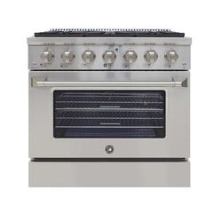 Vinotemp BR-36SSGG 36" Brama Gas Stove w/ 6 Burners - Stainless Steel, Natural Gas, Silver, Gas Type: NG