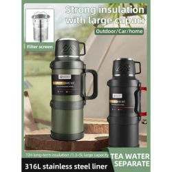 1 PC Large thermos -1.7L/2.0L/2.5L stainless steel thermos, suitable for travel, camping -2.5 liters super large vacuum insulati