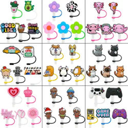 Décoration de paille en Silicone de 8mm, 5 pièces, accessoires de capuchon de couverture de paille de chat doux pour tasses de 30 et 40Oz, capuchons de paille anti-poussière et anti-éclaboussures