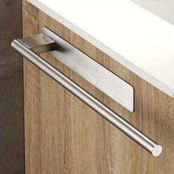 TEMU 1pc Wall Mounted Towel Rack, Stainless Steel Shower Room Towel Holder, Towel Bar, Punch-free Bath Towel Storage Rack, Space Saving Towel Organizer, Bathroom Accessories, Storage And Organization