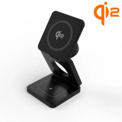 Qi2 supporto per caricabatterie Wireless magnetico da 25W supporto di ricarica 2 in 1 per iPhone 15 16 Pro Max/AirPods per caricabatterie rapido MagSafe