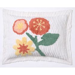 Bloom Chenille Sham by BrylaneHome in Deep Coral Multi (Size STAND) Floral Pillow