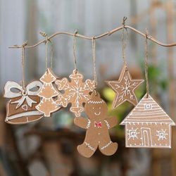 'Set of 6 Handmade Christmas-Themed Chipboard Ornaments'