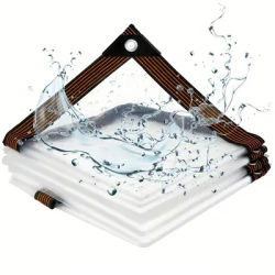 Transparent Waterproof Tarpaulin Garden Rainproof Clear Polyethylene Tarpaulin Plant Cover Transparent Tarpaulin with Grommet