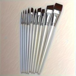 TEMU 10pcs Professional Paint Brush Set - Nylon Bristles Detailing, Blending & Nail Art - Ideal For Makeup Artists, Halloween & Christmas Parties