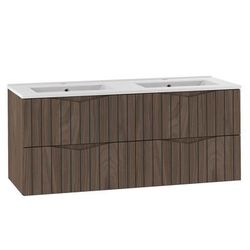 Mobile bagno doppio lavabo effetto legno marrone e nero 120cm