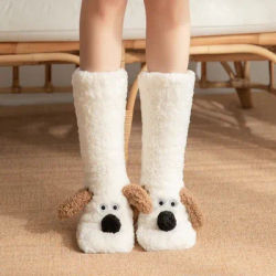 Nouveau chien chaussettes de neige chaussettes de sol dessin animé adulte chaussettes de sommeil chaussettes d'hiver couvre-jambes tapis pantoufles chaussettes Couple chaussettes cadeau de noël