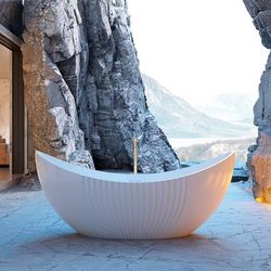 Randolph Morris Vertical 71 Inch Acrylic Partial Fluted Double Slipper Freestanding Tub RMTW5008-71-ORB