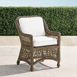 Set of 2 Hampton Dining Arm Chair in Driftwood Wicker - Standard, Luna Leopard Charcoal - Frontgate