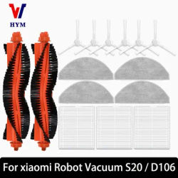 For Xiaomi Robot Vacuum S20 / D106 Accessories Main Side Brush Hepa Filter Mop Cloth Dust Bag Replacement Spare Parts