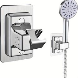 TEMU 1pc Shower Head Bracket, Plastic Handheld Adjustable Bracket With Adhesive Tape, Wall Mount Shower Base Bathroom Tools, Bathroom Accessories, Bathroom Storage & Organizer