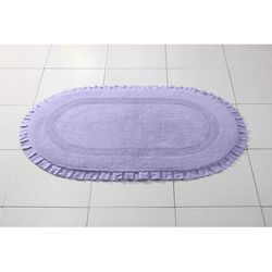 Wide Width Oval Ruffle Bath Rug by BrylaneHome in Lilac (Size 21" W 34" L)