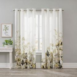 Odette Grommet Panel, 2-PK by BrylaneHome in Lime (Size 112"W 72" L)