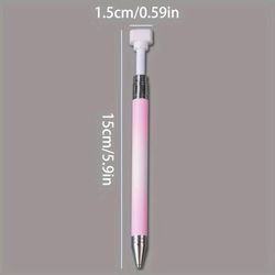 TEMU [popular ] Kaniu Macaron Gradient Nail Art Pen With Self-adhesive Rotating Rhinestone Tool For Professional Salon Use, Dot Drill Pen, Portable
