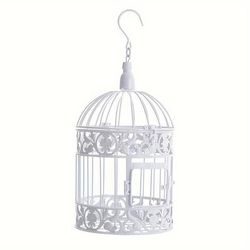TEMU Metal Vintage Bird Cage White Birdcage Ornaments Hanging/standing Wedding Decor Plant/candle/flower Holder